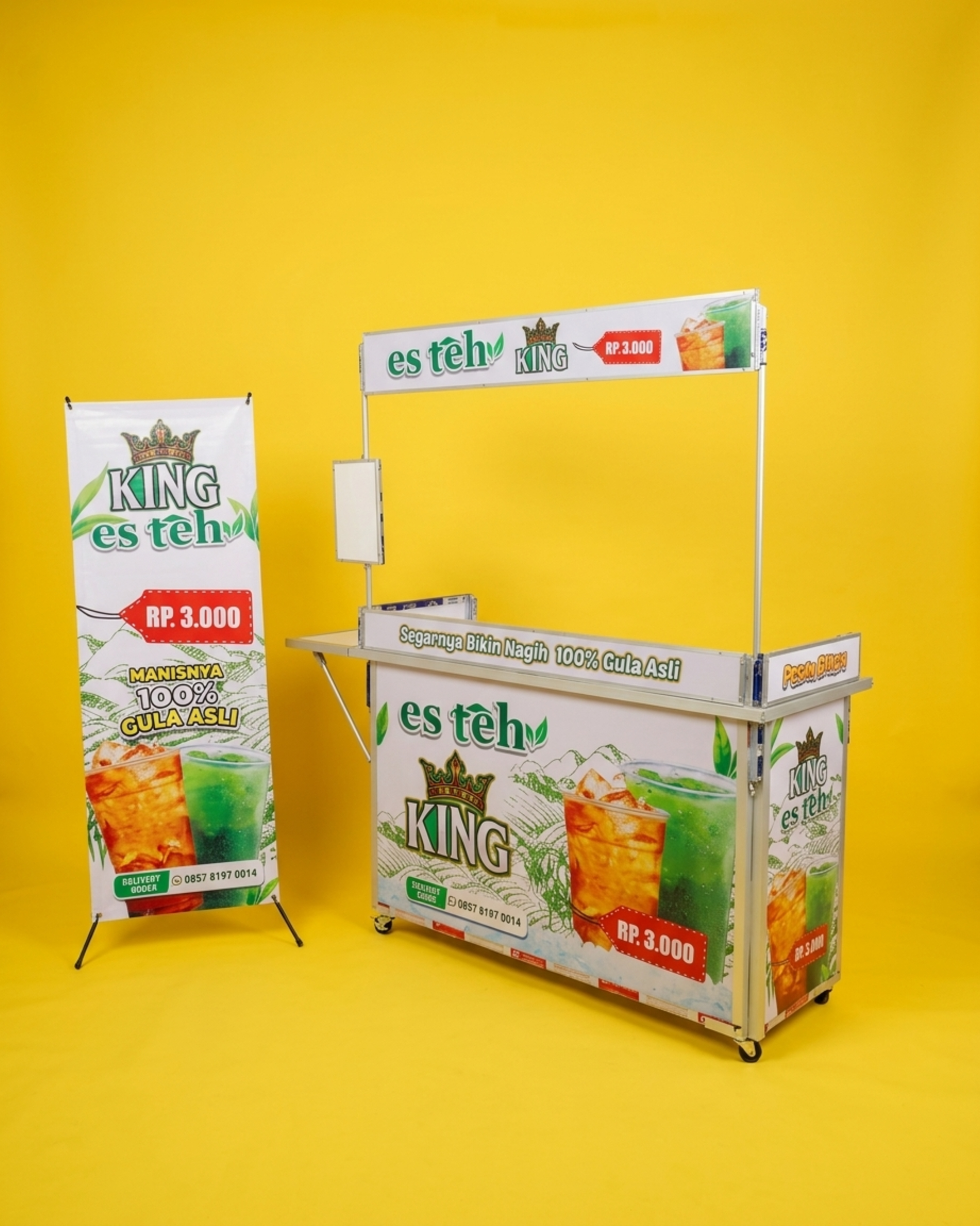 Booth Portable Jumbo Sekat Meja Samping Gerobak Lipat Meja Usaha / Dagang Portable