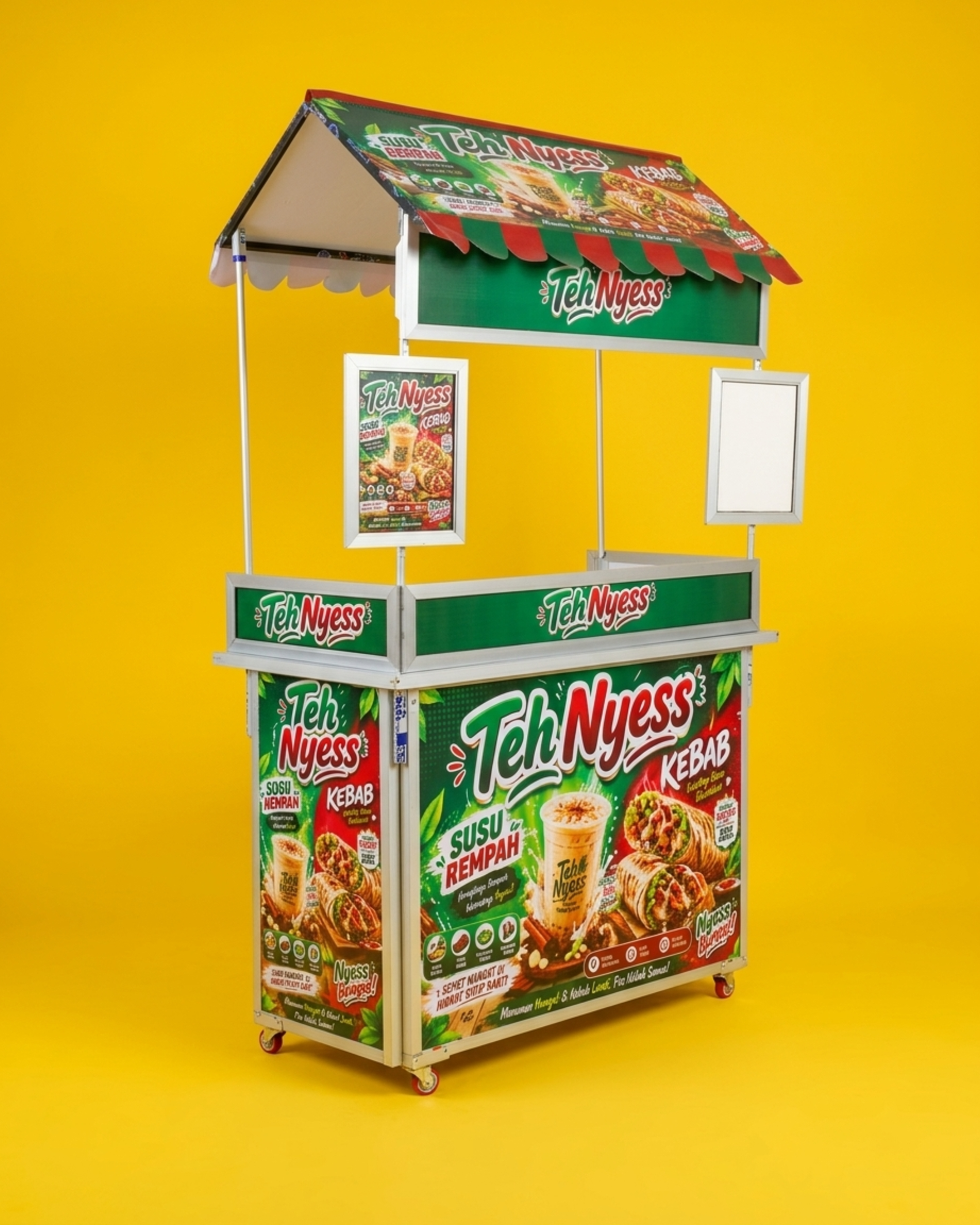 Booth Portable Model Atap Rumah Gerobak Lipat Jumbo Meja Jualan